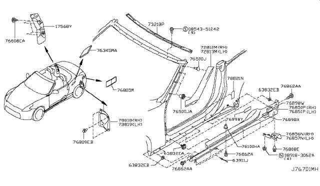 2016 Nissan 370Z Body Side Fitting Diagram 4