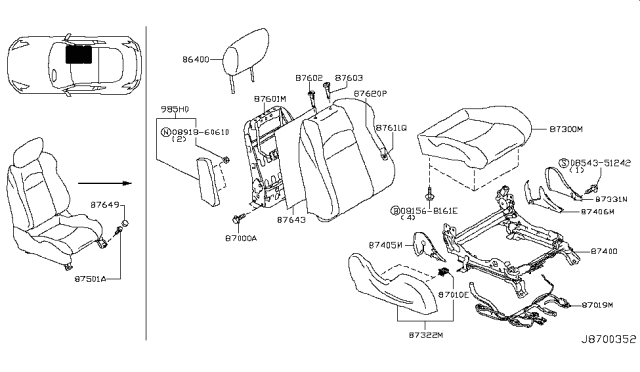 2014 Nissan 370Z Front Seat Diagram 6