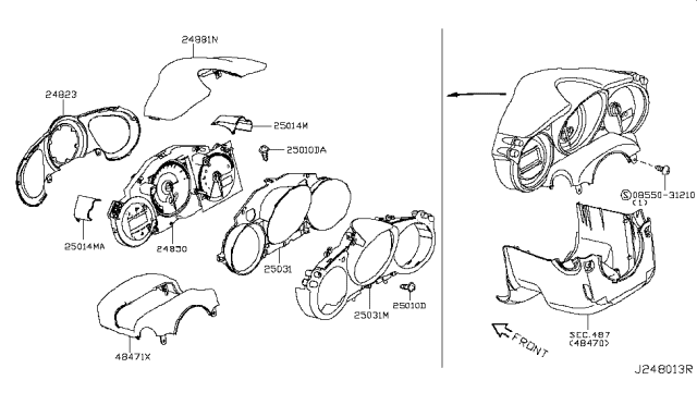 2010 Nissan 370Z Speedometer Assembly Diagram for 24820-1ET0C