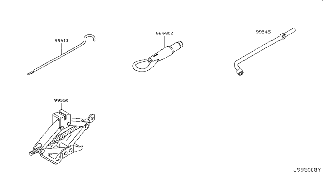 2009 Nissan 370Z Tool Kit & Maintenance Manual Diagram 2