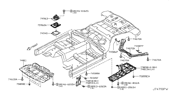 2009 Nissan 370Z Cover-Rear Floor,Rear RH Diagram for 74586-CD210