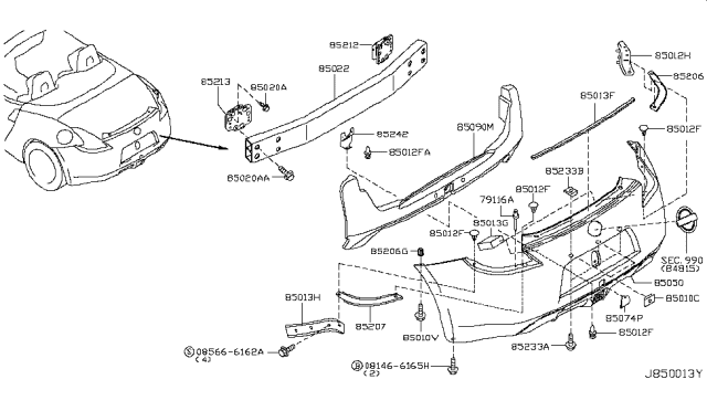 2018 Nissan 370Z Rear Bumper Diagram 6