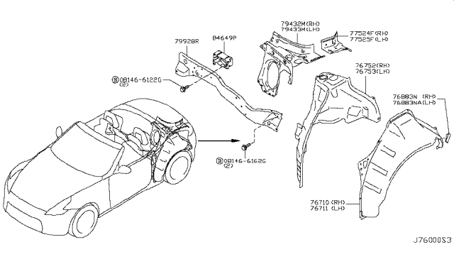 2009 Nissan 370Z Body Side Panel Diagram 4