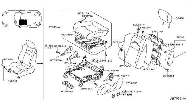 2009 Nissan 370Z Front Seat Diagram 1