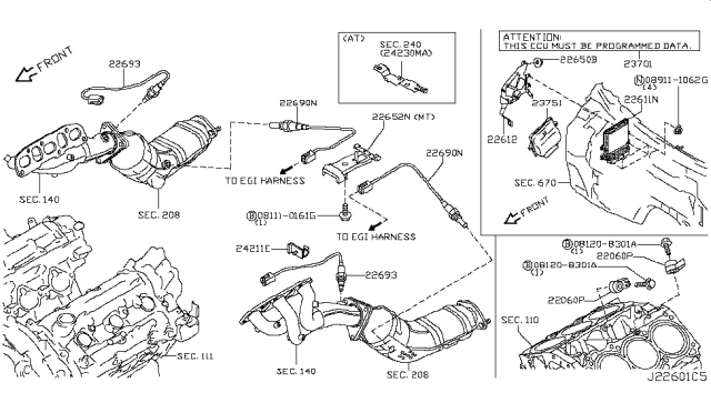 2014 Nissan 370Z Bracket-Control Unit Diagram for 23714-1EA0A