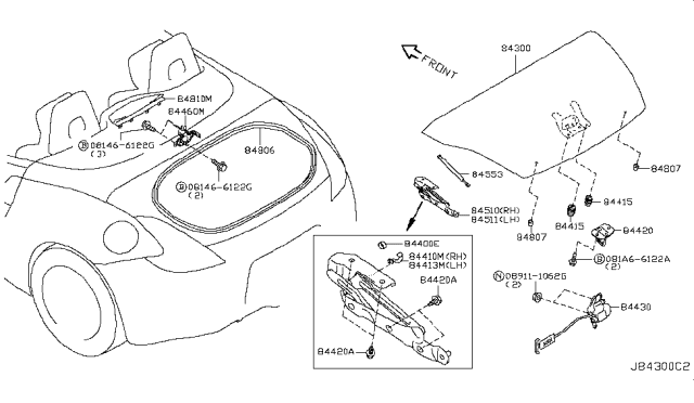 2016 Nissan 370Z Trunk Lid & Fitting Diagram 2