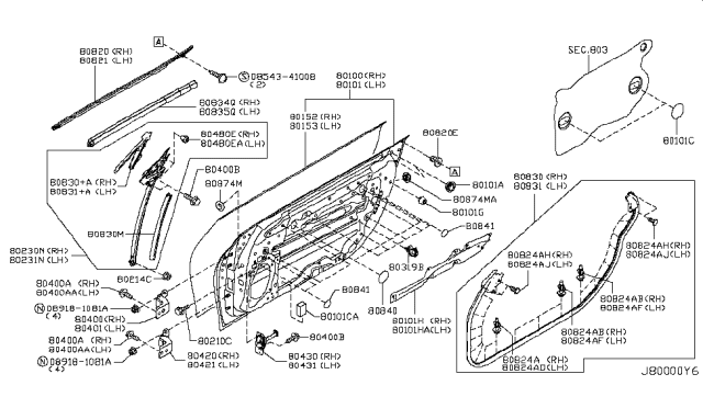 2017 Nissan 370Z Front Door Panel & Fitting Diagram 4
