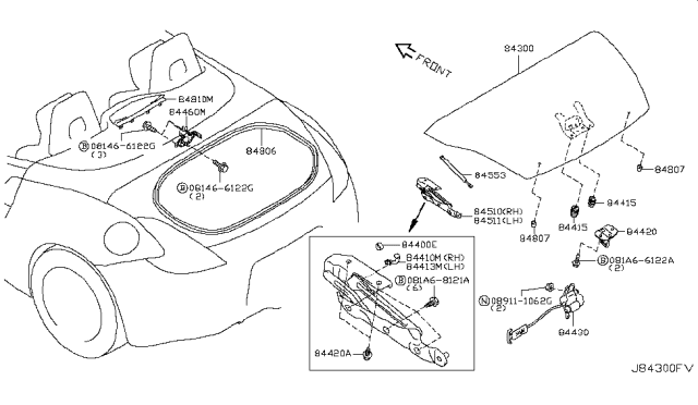 2016 Nissan 370Z Stay Assembly-Trunk Lid Diagram for 84430-1ET0A