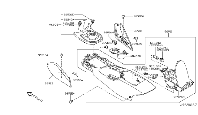 2014 Nissan 370Z Boot-Console Diagram for 96935-6GA0D