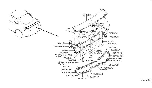 2010 Nissan 370Z Air Spoiler Diagram 2