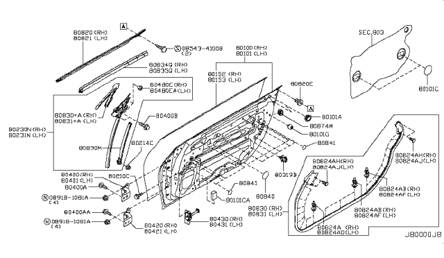 2016 Nissan 370Z Front Door Panel & Fitting Diagram 2