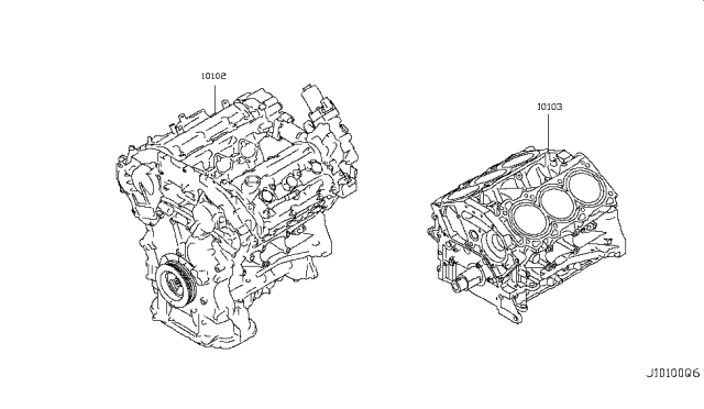 2010 Nissan 370Z Engine Assy-Bare Diagram for 10102-1NCMB