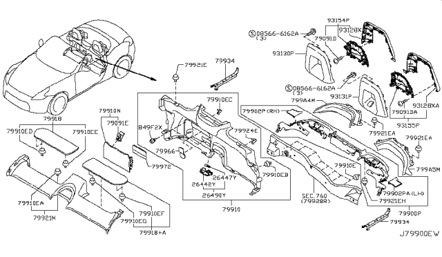 2011 Nissan 370Z Lid-Rear PARCELSHELF Diagram for 79972-1EA0A