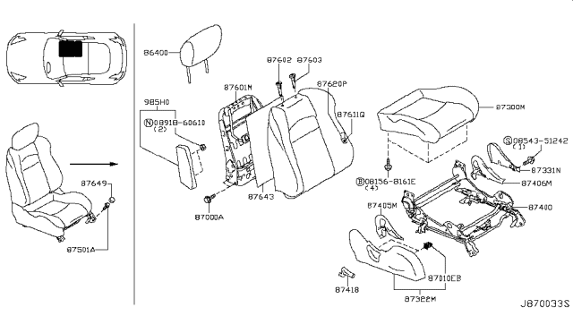 2011 Nissan 370Z Front Seat Diagram 9