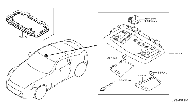 2013 Nissan 370Z Lamp Assembly Map Diagram for 26430-1EA6A