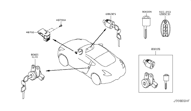 2011 Nissan 370Z Key Set & Blank Key Diagram 2