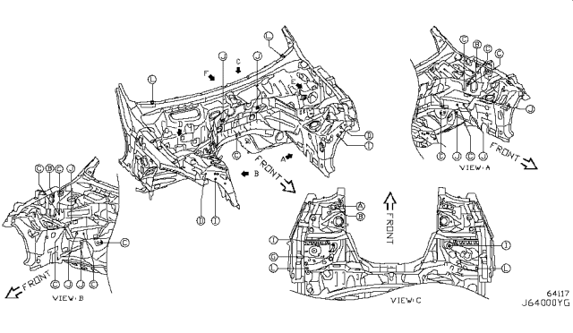 2013 Nissan 370Z Hood Ledge & Fitting Diagram 3