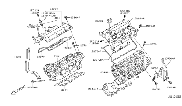 2009 Nissan 370Z Cylinder Head & Rocker Cover Diagram 1