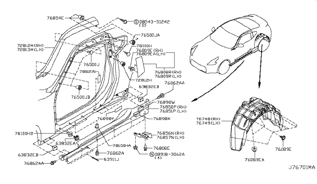2016 Nissan 370Z Body Side Fitting Diagram 1