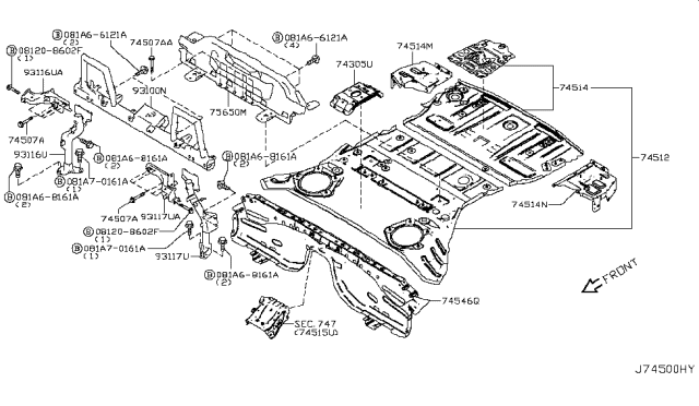 2018 Nissan 370Z Floor Panel (Rear) Diagram 2