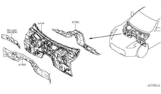 2014 Nissan 370Z Dash Panel & Fitting Diagram 1