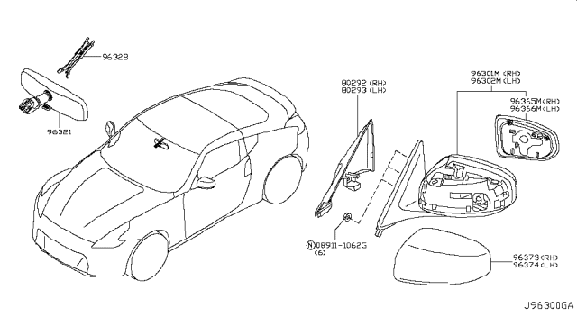 2010 Nissan 370Z Rear View Mirror Diagram 1