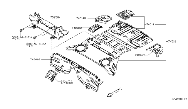 2016 Nissan 370Z Floor Panel (Rear) Diagram 1