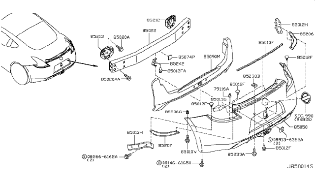 2019 Nissan 370Z Rear Bumper Diagram 11