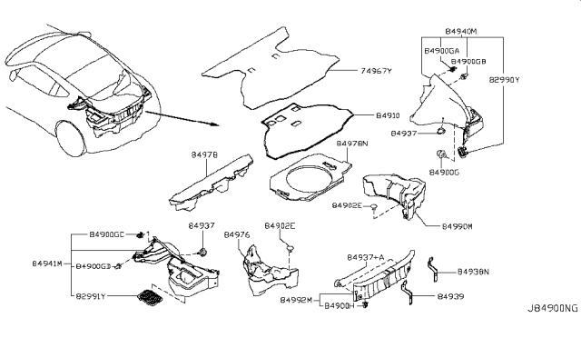 2012 Nissan 370Z Trunk & Luggage Room Trimming Diagram 3