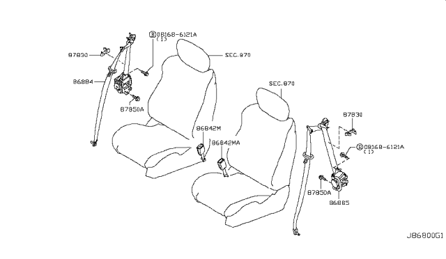 2012 Nissan 370Z Front Seat Belt Diagram 3