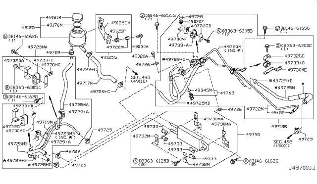 2017 Nissan 370Z Bracket-Tube Diagram for 49730-JK60A