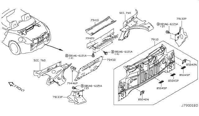 2011 Nissan 370Z Rear,Back Panel & Fitting Diagram 2