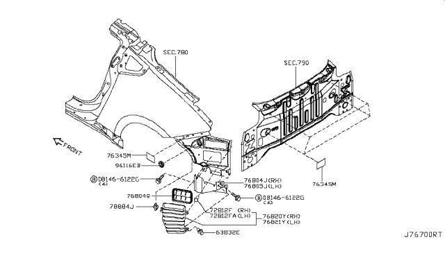 2010 Nissan 370Z Body Side Fitting Diagram 11