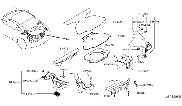 2010 Nissan 370Z Trunk & Luggage Room Trimming Diagram 7