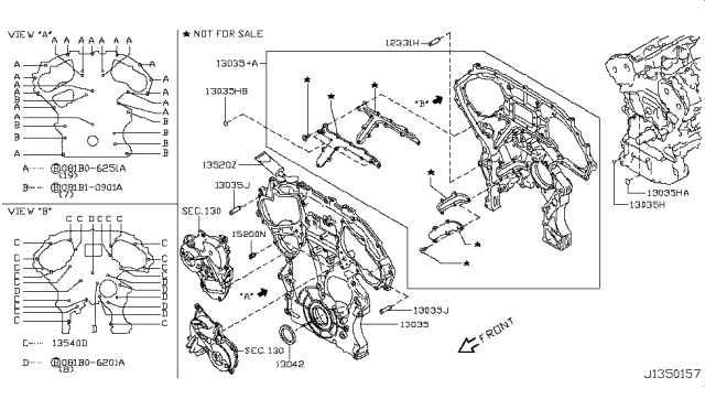 2015 Nissan 370Z Front Cover,Vacuum Pump & Fitting Diagram