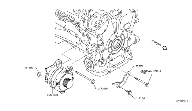 2017 Nissan 370Z Bolt Diagram for 11916-0W00B