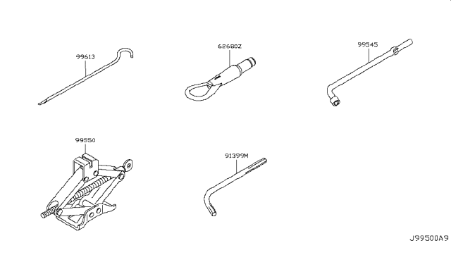 2013 Nissan 370Z Tool Kit & Maintenance Manual Diagram 2