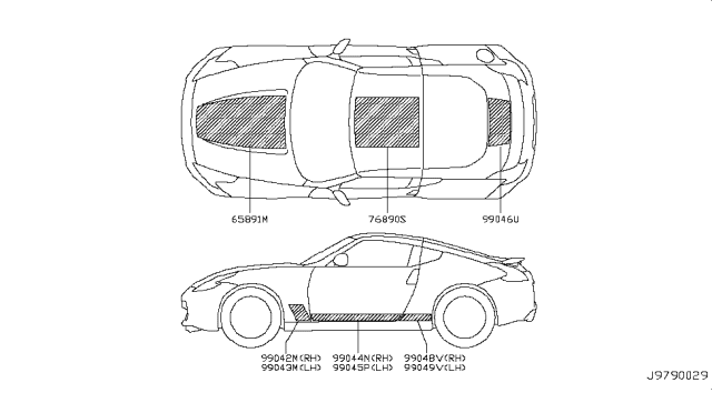 2019 Nissan 370Z Stripe-Accent, Back Door Diagram for 99052-6GG1A