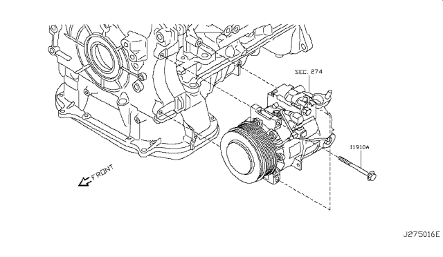 2012 Nissan 370Z Compressor Mounting & Fitting Diagram 1