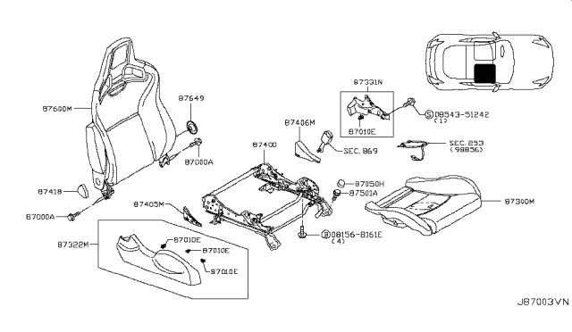 2018 Nissan 370Z Front Seat Diagram 10