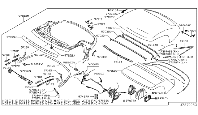 2016 Nissan 370Z Open Roof Parts Diagram 3