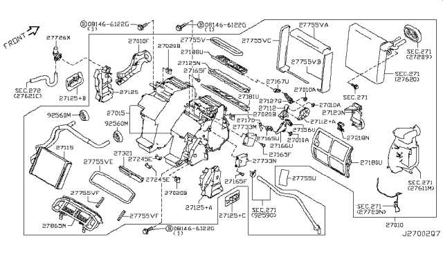 2019 Nissan 370Z Mode Actuator Assembly Diagram for 27731-JN60A