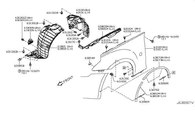 2019 Nissan 370Z Front Fender & Fitting Diagram 1