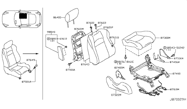 2009 Nissan 370Z Front Seat Diagram 6