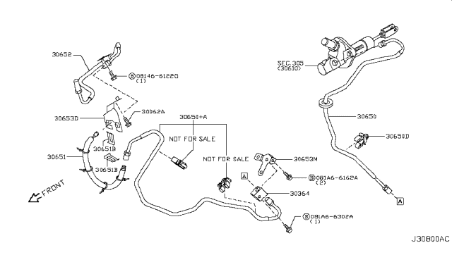 2009 Nissan 370Z Hose ASY Clutch Diagram for 30855-JK00B