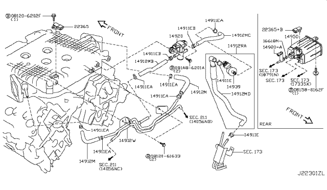 2011 Nissan 370Z Sensor-Boost Diagram for 22365-EY00A