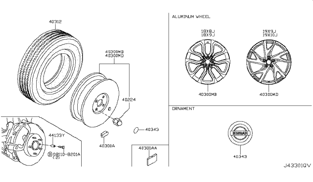 2014 Nissan 370Z Road Wheel & Tire Diagram 3