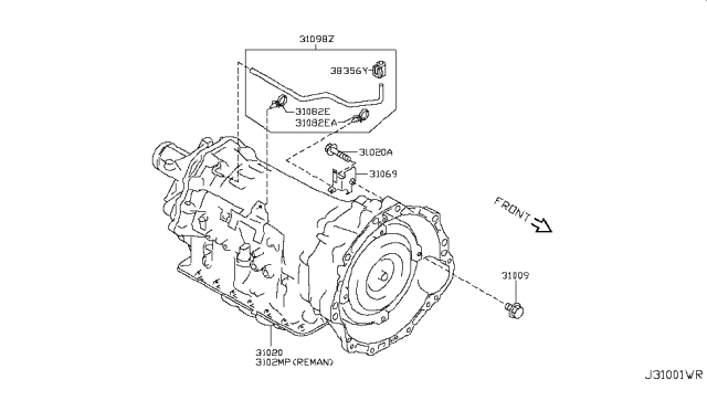 2014 Nissan 370Z Auto Transmission,Transaxle & Fitting Diagram 1