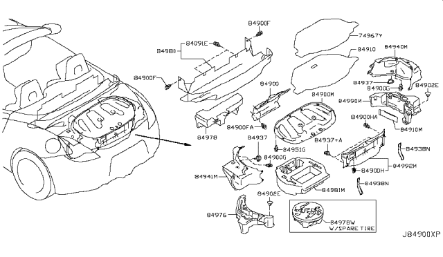2018 Nissan 370Z Cover-Spare Wheel Diagram for 84960-1EA0A