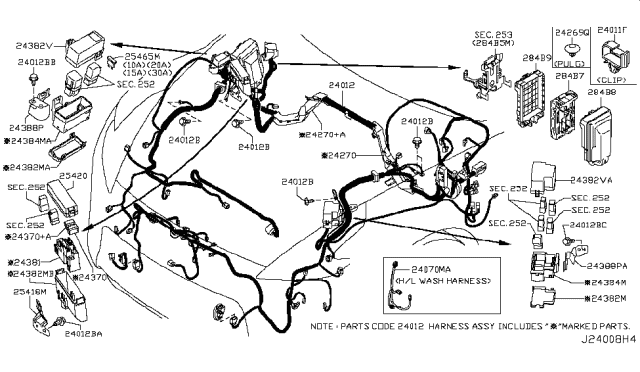 2013 Nissan 370Z Protector-Harness Diagram for 24272-JK61A